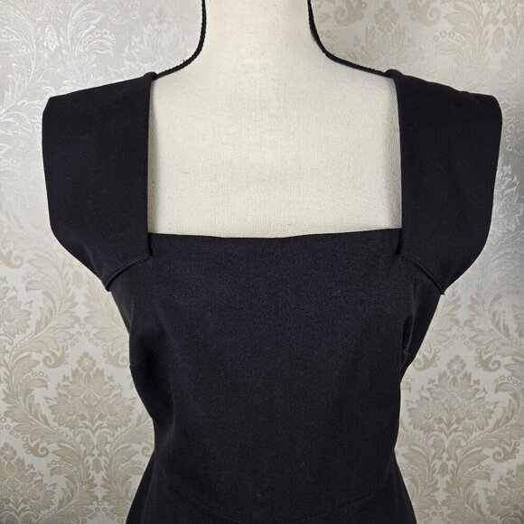 Roland Mouret for Banana Republic Size 10 Black Bodycon Sheath Dress Square Neck - Picture 2 of 9
